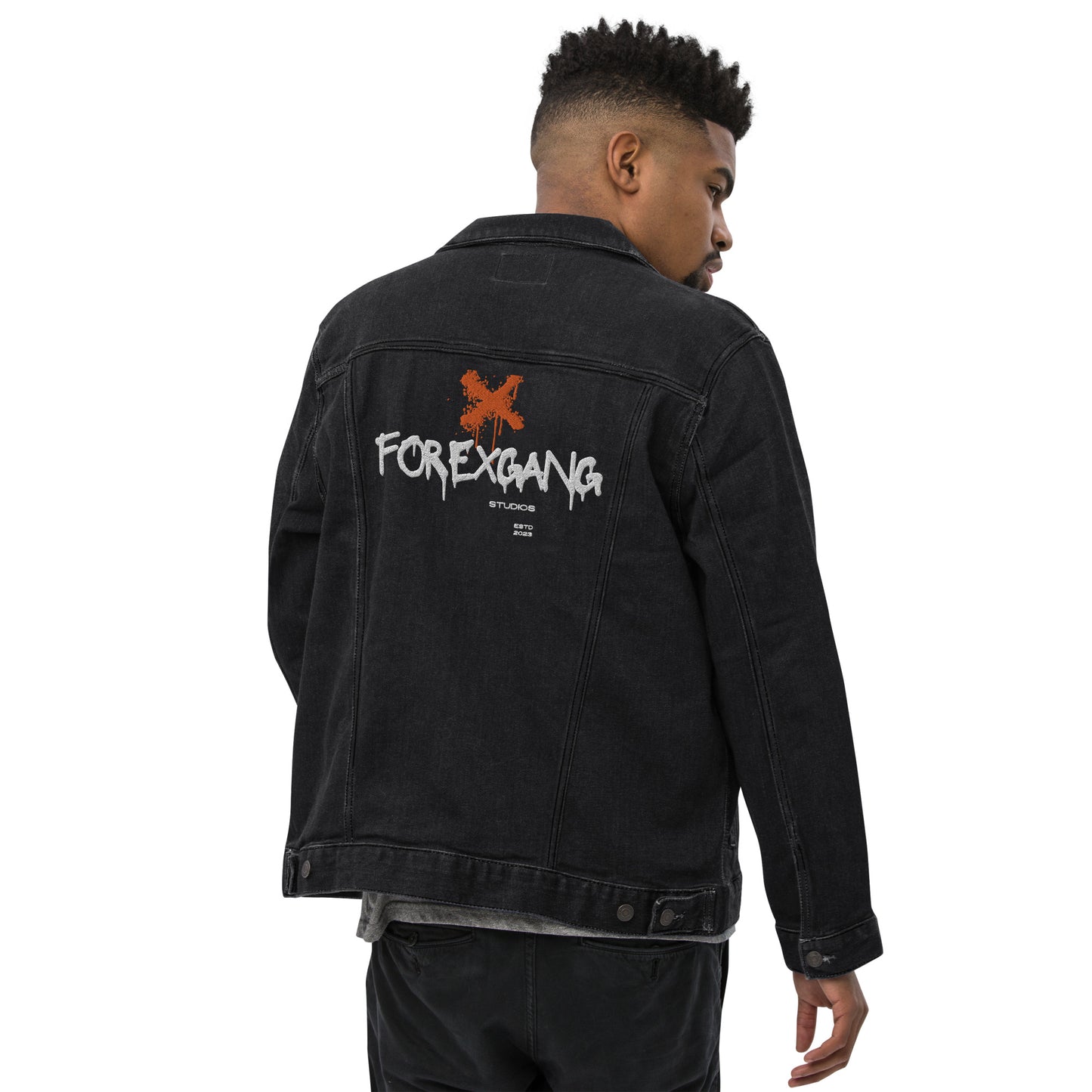 FOREXGANG X Graffiti Cross denim jacket Black