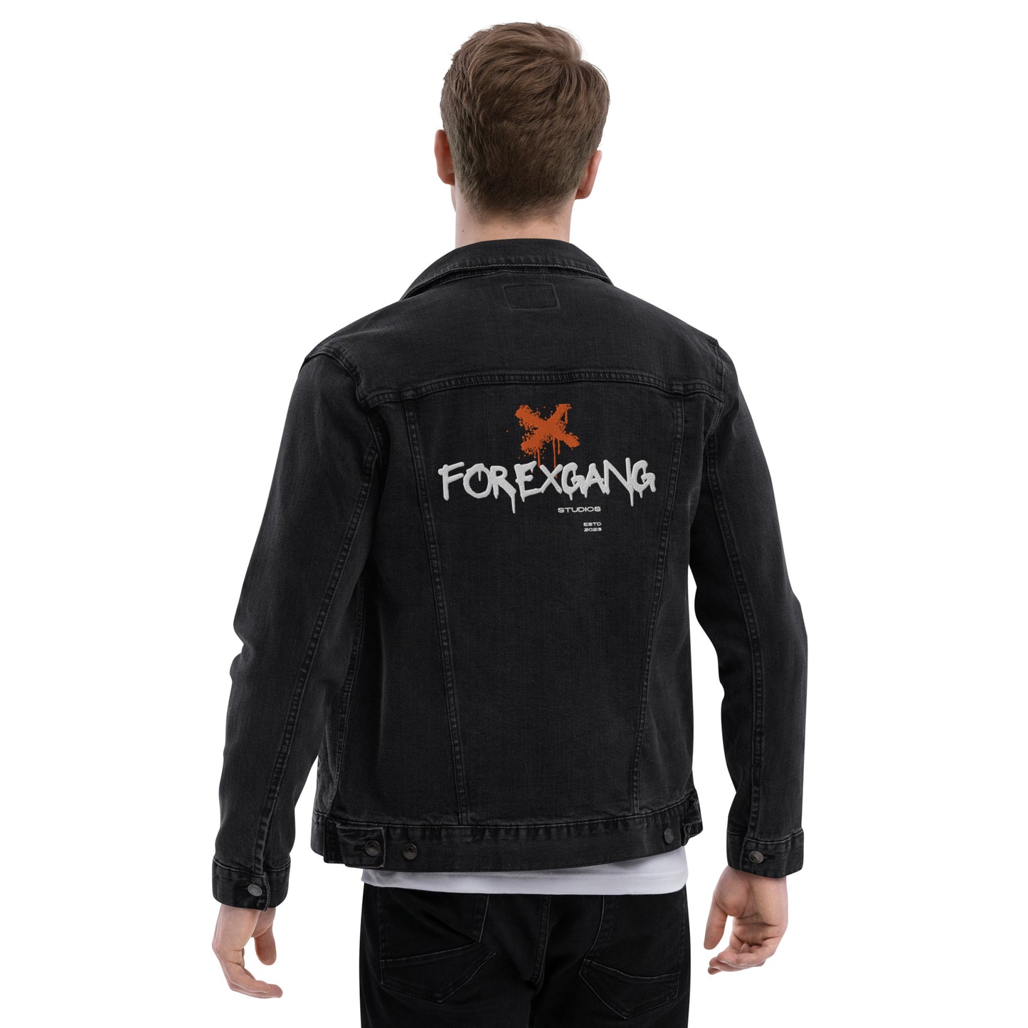 FOREXGANG X Graffiti Cross denim jacket Black