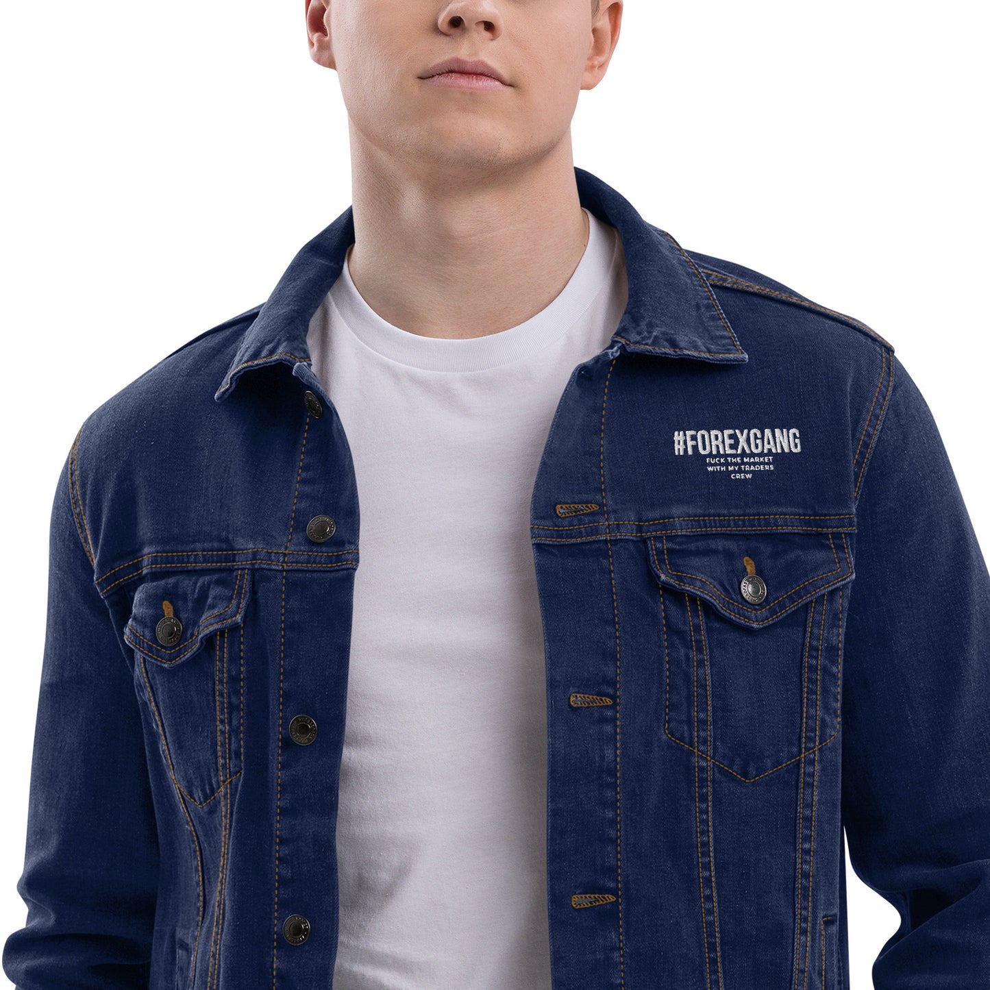 FOREXGANG X Graffiti Cross denim jacket Blue Navy