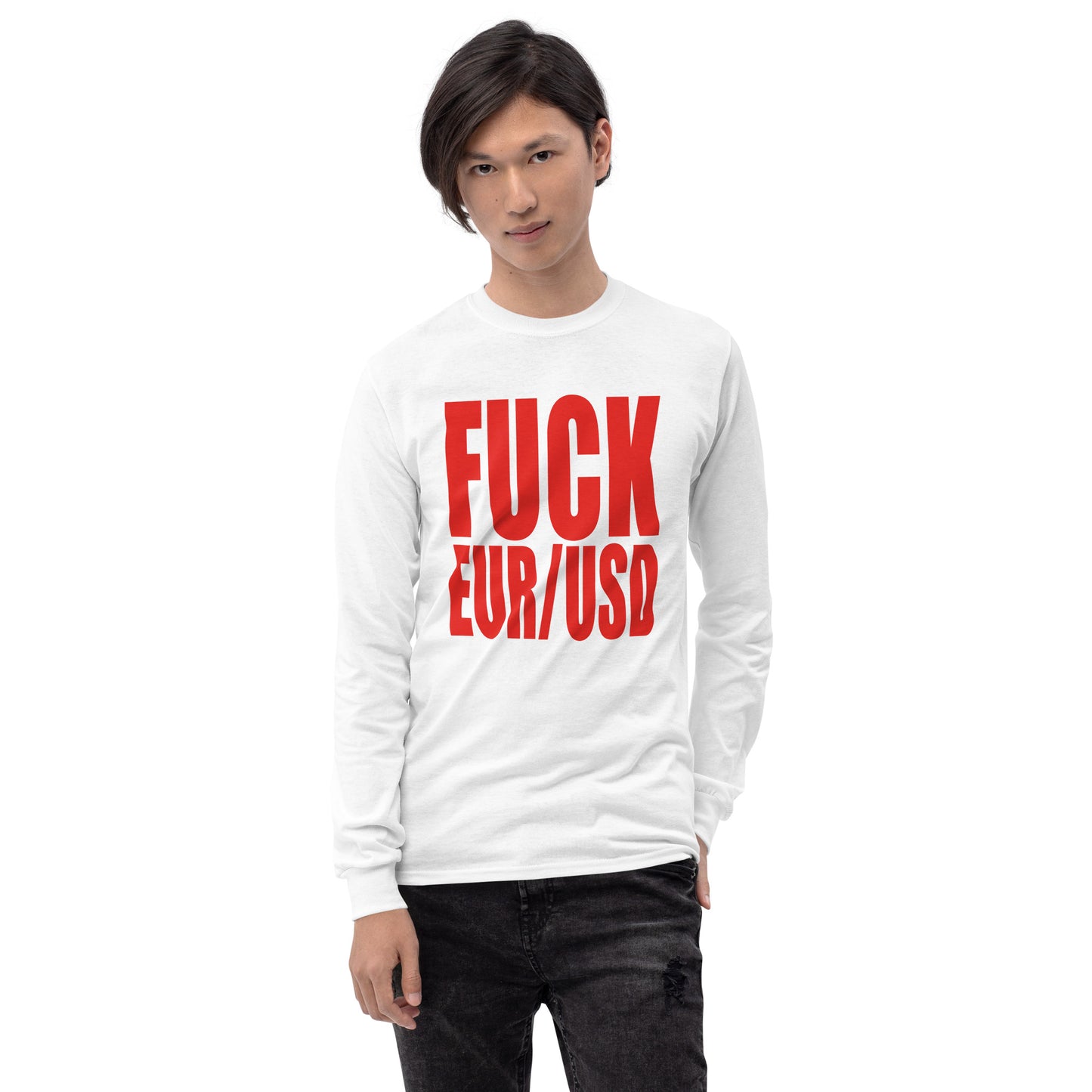 FUCK EURUSD Men’s Long Sleeve Shirt White