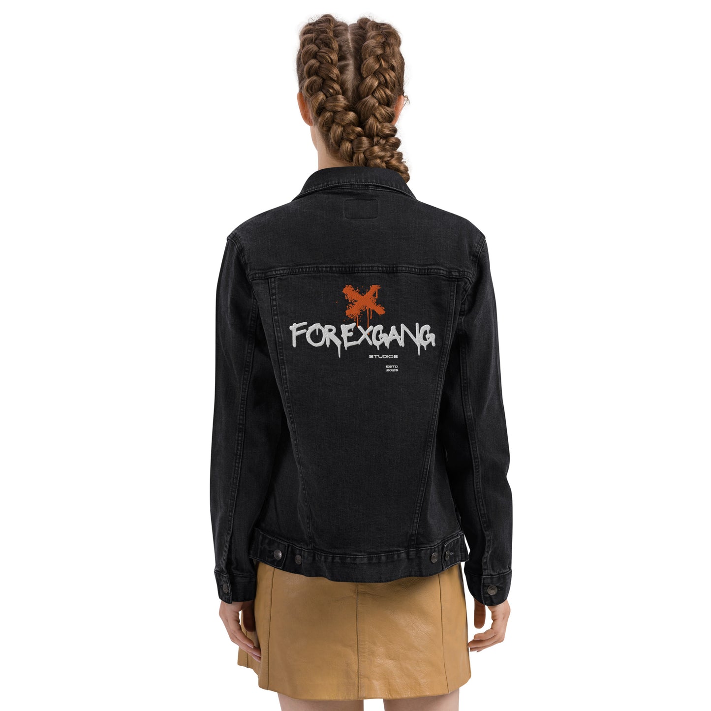 FOREXGANG X Graffiti Cross denim jacket Black