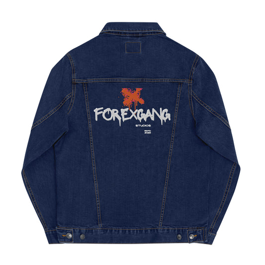 FOREXGANG X Graffiti Cross denim jacket Blue Navy